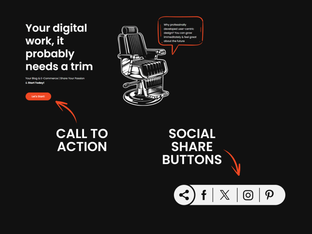 Example Call To Actions And Social Share Buttons
