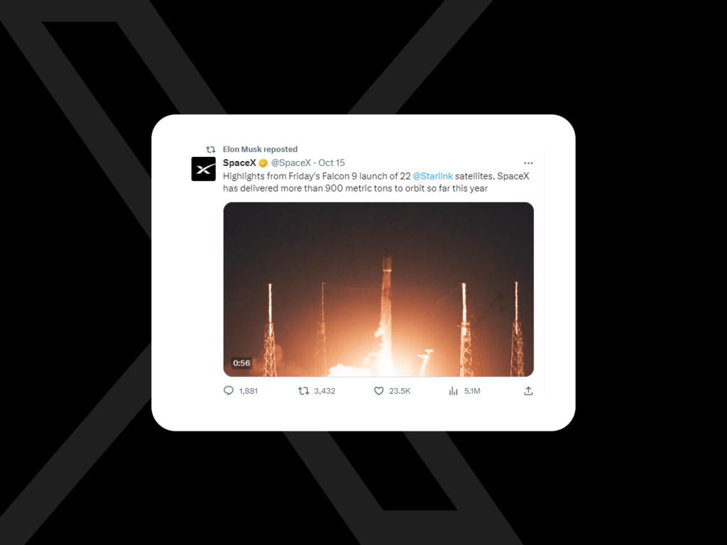 Screenshot Of A Successful Twitter Post By SpaceX