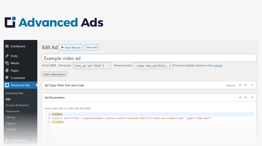 A Screenshot Example Of The Advanced Ads Plugin