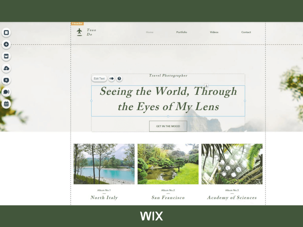 Screenshot of Wix's intuitive drag-and-drop website editor