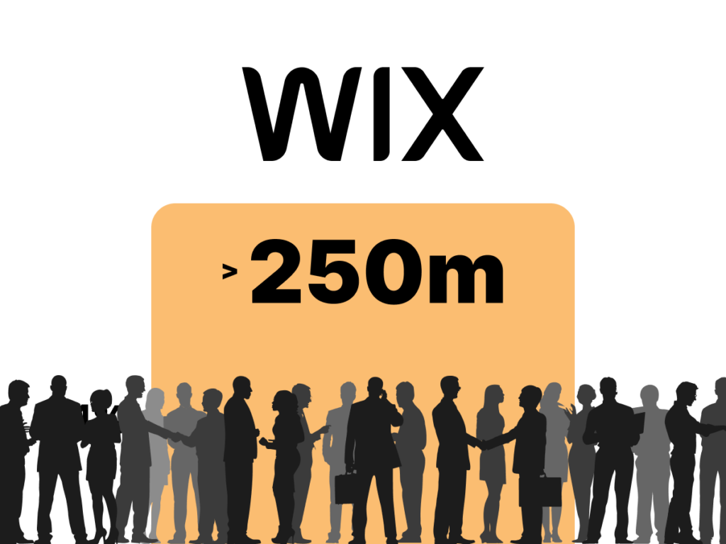 Graphic illustrating that over 250 million users worldwide choose Wix as their web builder platform