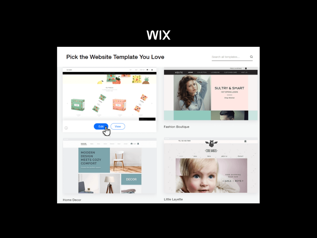 Wix's user-friendly online store interface