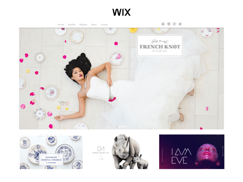 Screenshots showcasing the diversity and professional design of websites created using Wix's intuitive platform