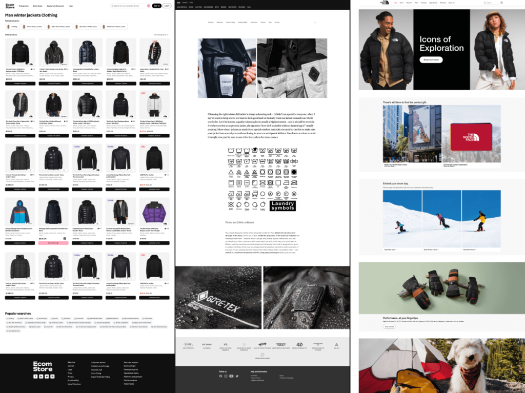 Collage of images representing different user intents: an e-commerce store for 'Do', care instructions for 'Know', and a brand’s homepage for 'Go'