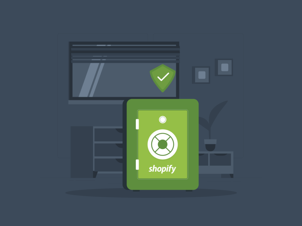An image of a secure safe with the Shopify logo, representing the closed nature of data control in Shopify compared to WordPress