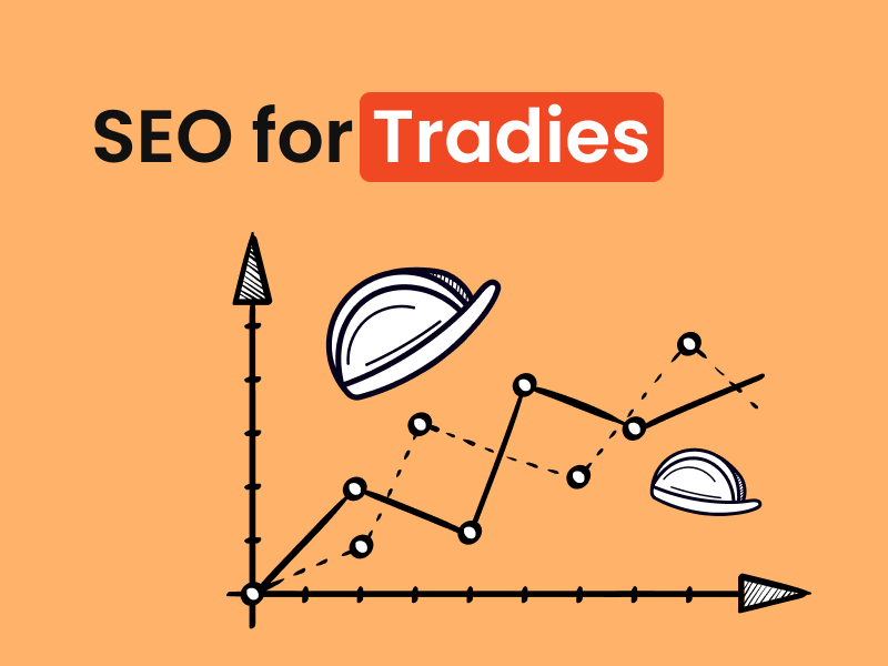 Graphical representation of SEO progress with hard hats, symbolising SEO for tradies