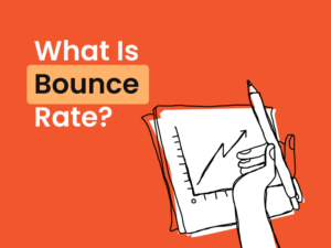 A creative representation of the term 'Bounce Rate' with hand-drawn graphs and documents, highlighting the concept's simplicity
