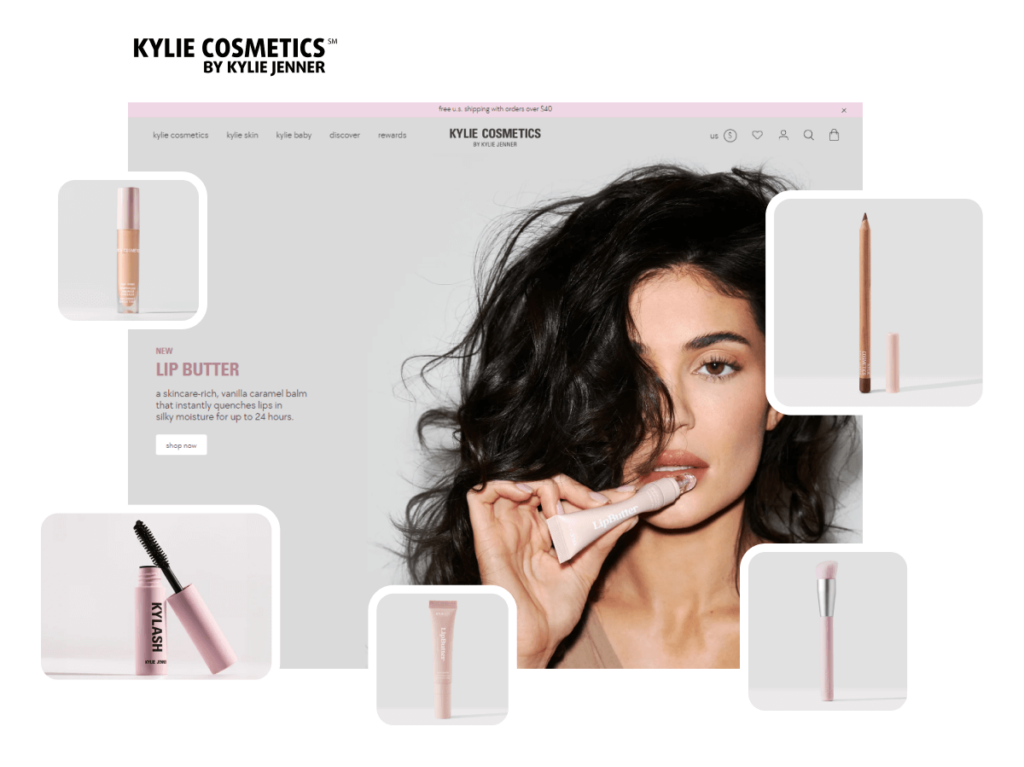 Screenshot of Kylie Cosmetics by Kylie Jenner's website with the new Lip Butter highlight