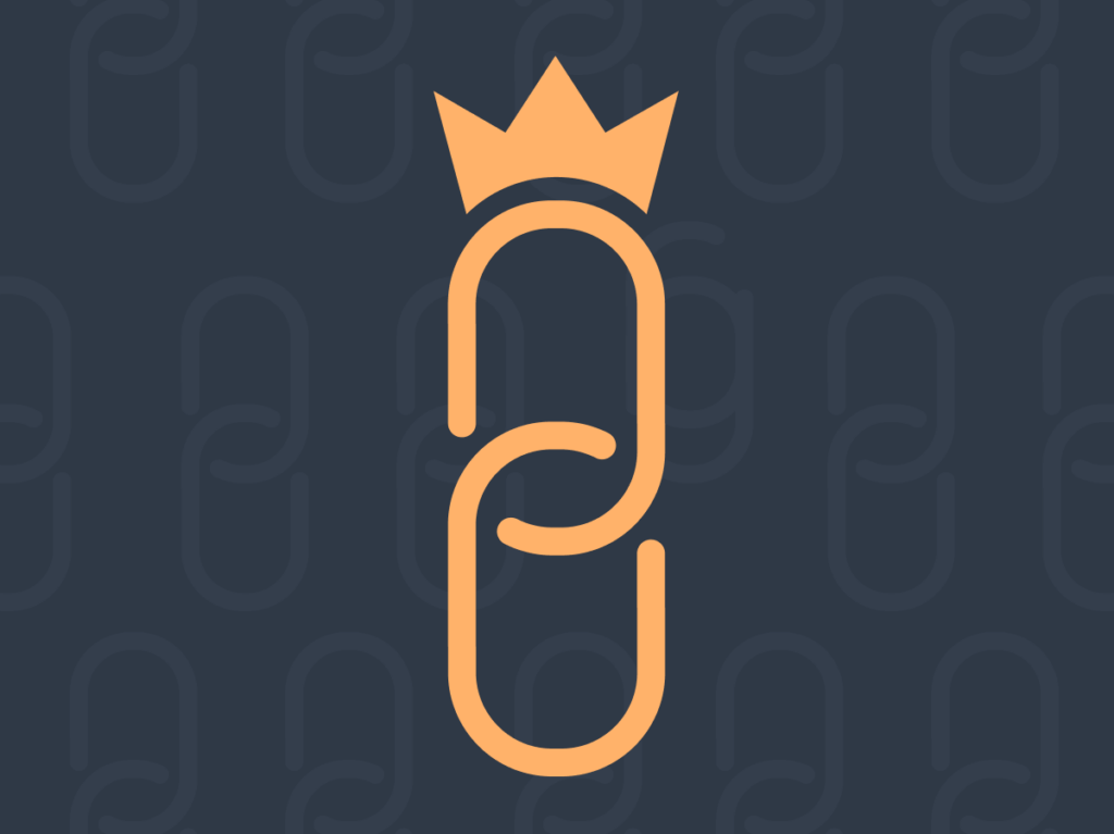 A distinguished golden link with a crown, set against a backdrop of standard links, symbolising the superiority of quality backlinks