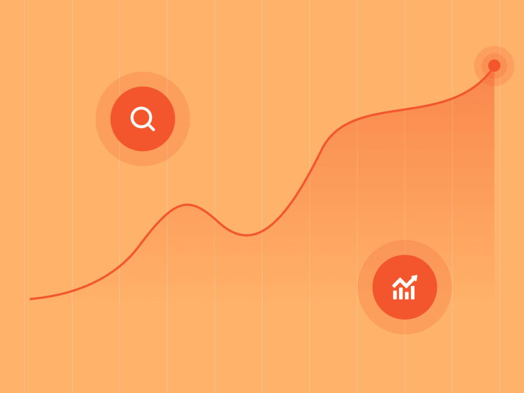 A line graph with SEO and business growth icons for accountants