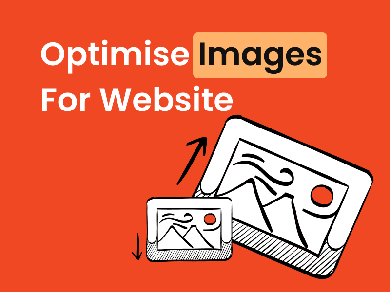 Illustration of smaller and larger images with an arrow pointing up, indicating the optimisation process for website use